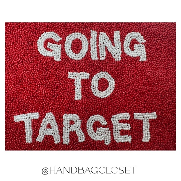 Kate Spade Going to Target Red & White Oversized Beaded Clutch Bag - Picture 3 of 10